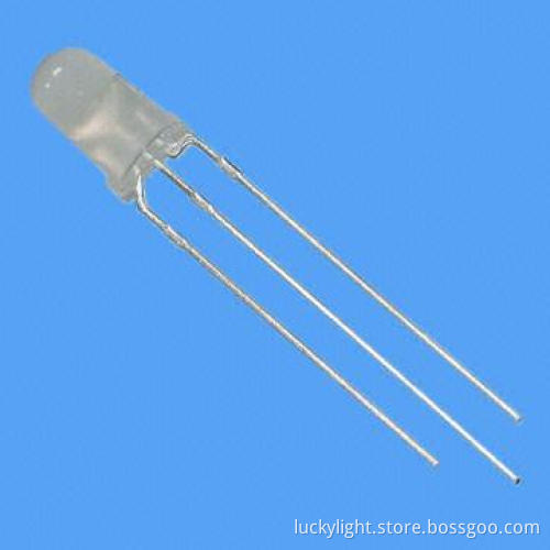 3mm Round Bi-color 3-pin LED Lamp, 625nm Hi-efficiency Red